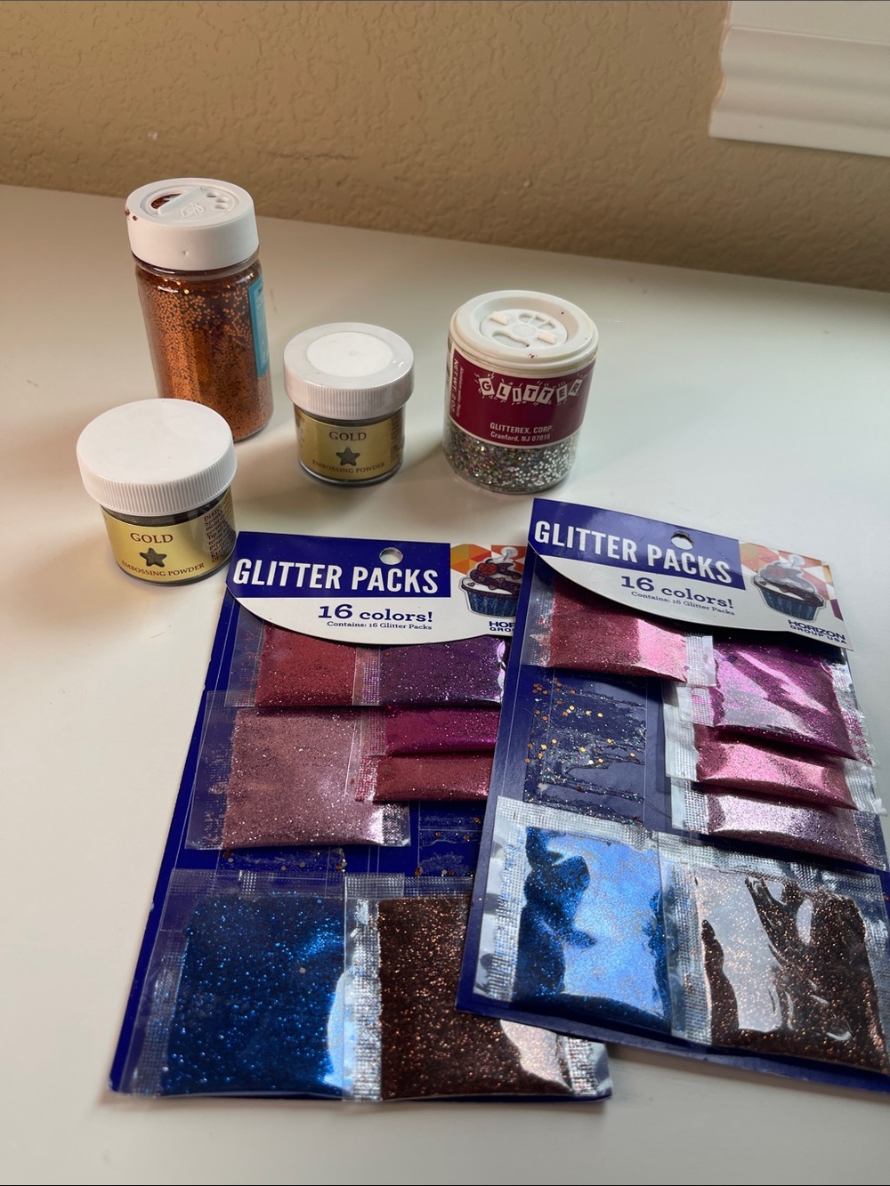 GLITTER PACKS Assorted Glitter and Gold Embossing Powder